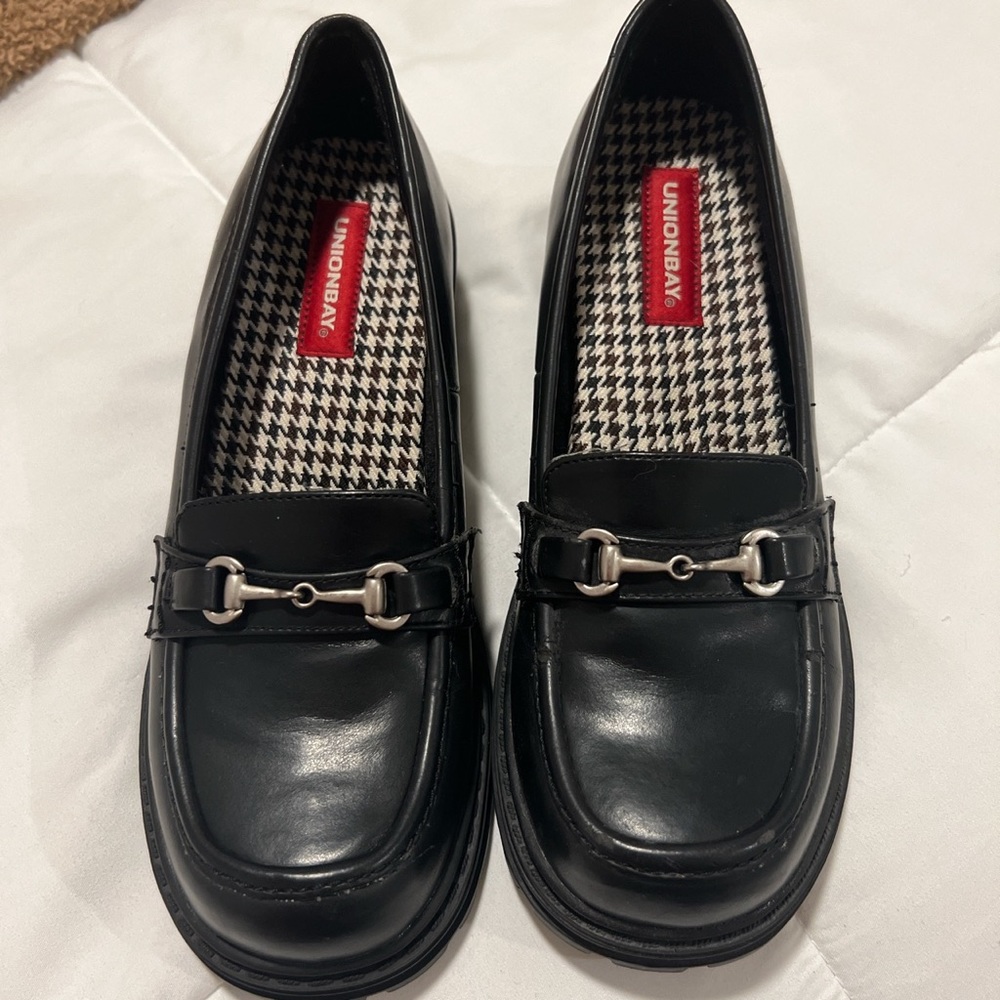 Black chunky loafers